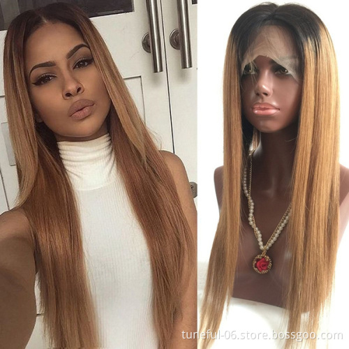 13x5 Straight Wig Color T1B/30 Ombre Highlight 150% Lace Front Human Hair Wigs for Women Remy Brazilian Invisible Medium Ratio